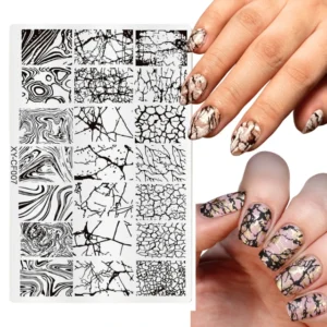 Marble Crackle And Swirl Pattern Nail Art Stamping Plate