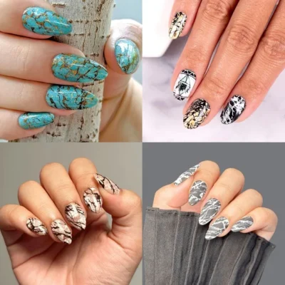 Marble Crackle And Swirl Pattern Nail Art Stamping Plate