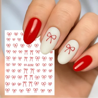 Red Bow Tie Nail Art Sticker Sheet (st-2232)