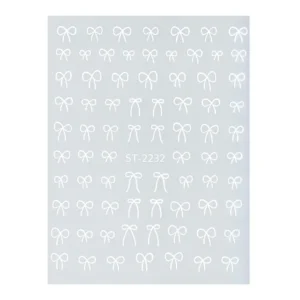 White Bow Tie Nail Art Sticker Sheet (St-2232)