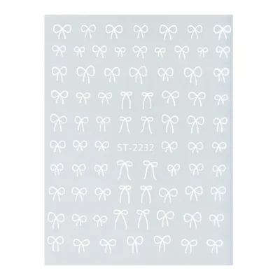 White Bow Tie Nail Art Sticker Sheet (st-2232)