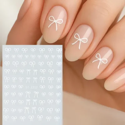White Bow Tie Nail Art Sticker Sheet (st-2232)