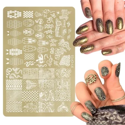 Snake And Brand Design Gold Large Stamping Plate