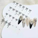 Black And White 3d Bow Nail Stickers (mo-194)