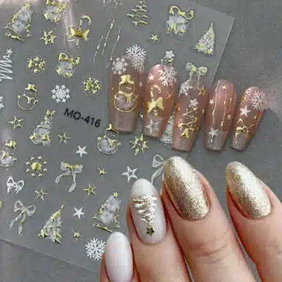 Christmas 3d Nail Stickers With Golden Accents (mo-416)