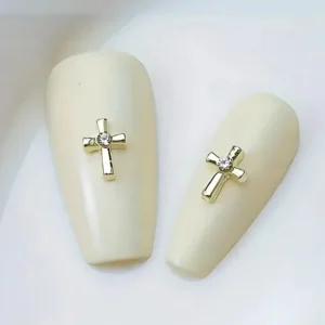 Gold Cross Nail Charms (Pack Of 2 Pcs)