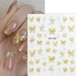 3D Butterfly Nail Stickers With Gold Accents (MO-423)