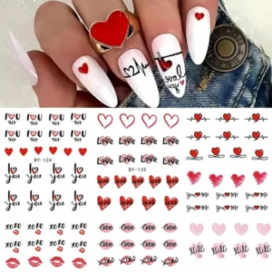 Love And Hearts Nail Art Water Decals (by-132)