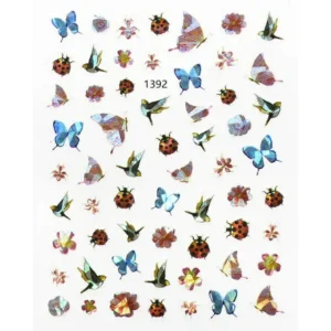 Holographic Butterfly And Beetle Nail Sticker (jo-1392)