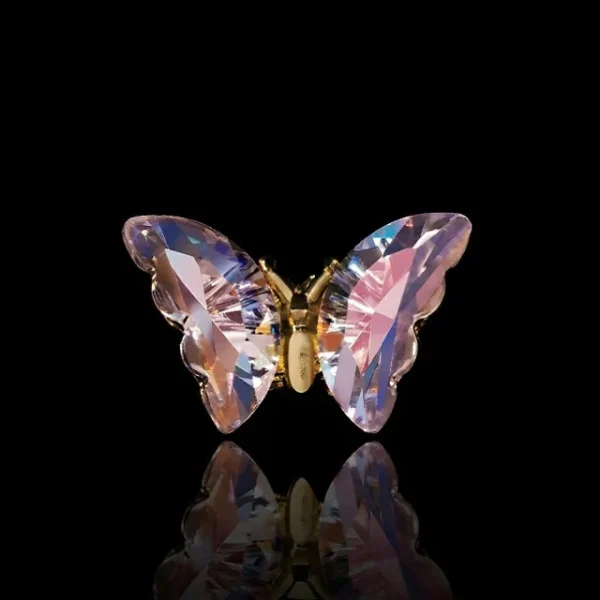 Pink Glass Butterfly Nail Charms (pack Of 2 Pcs)