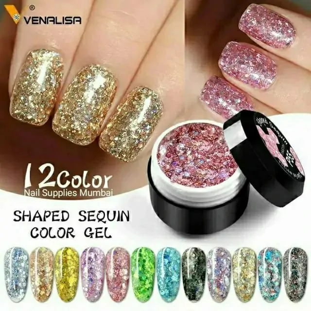 Venalisa Shaped Sequins Gel Pots (set Of 12) Venalisa Shaped Sequins Gel Pots (set Of 12)