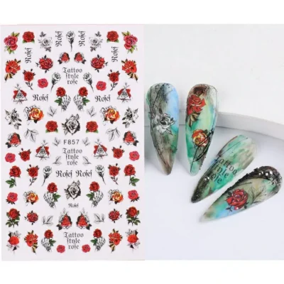 Pink Roses Nail Stickers Sheet (F858)