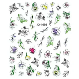 Leaves And Flowers Nail Stickers Sheet (Jo-1636)