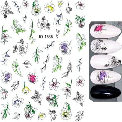Leaves And Flowers Nail Stickers Sheet (Jo-1636)