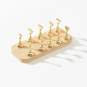 Wooden Base Magnetic Nail Tip Display Stand With 10 Metal Holders (2)