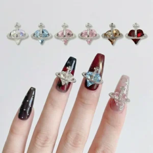Crooked Heart Planet Nail Charms (4)