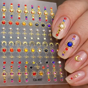 Embossed Gemstones Starry Sky Nail Art 5D Stickers Sheet (Co-497) (4)