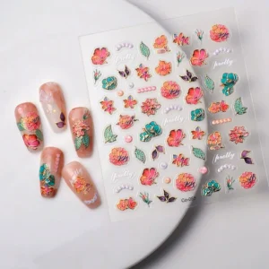 Embossed Summer Flower 5D Nail Sticker Sheets (Co-055)