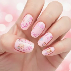 Girl Baby Shower Nail Art Sticker Sheet (2)