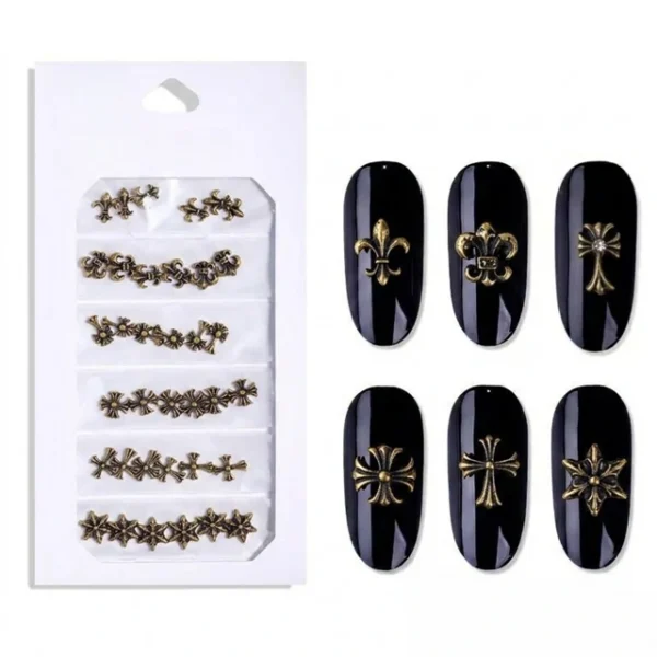 Oxidized Gold Metal Retro Theme Nail Art Charms (1)