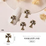 Oxidized Gold Metal Retro Theme Nail Art Charms (4)