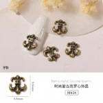 Oxidized Gold Metal Retro Theme Nail Art Charms (5)