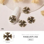 Oxidized Gold Metal Retro Theme Nail Art Charms (6)