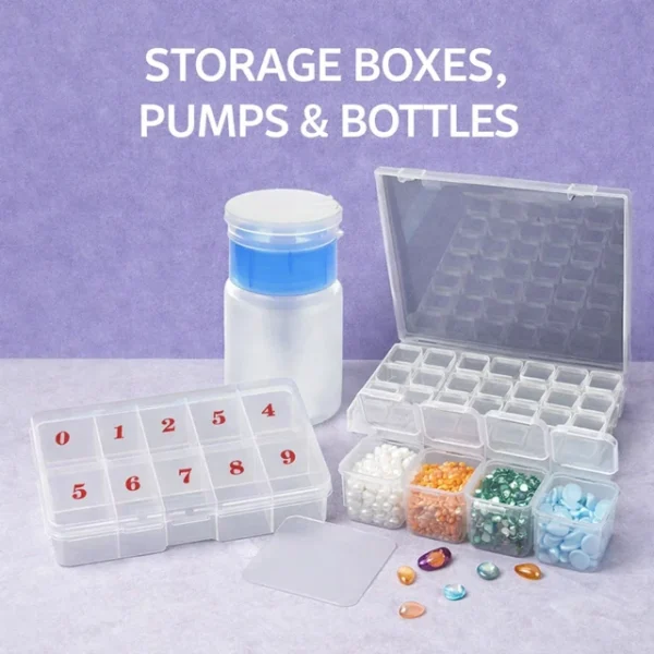 Storage Boxes Pumps and Bottles