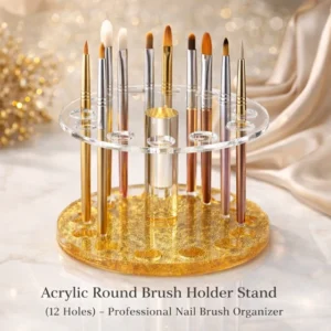 Acrylic Round Brush Holder Stand (12 Holes) – Professional Nail Brush Organizer
