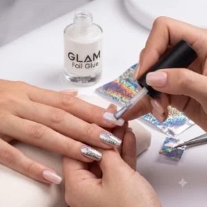 Glam Nail Foil Glue Application