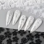 White Lace Nail Foil Prints (2)