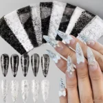 White Lace Nail Foil Prints (3)